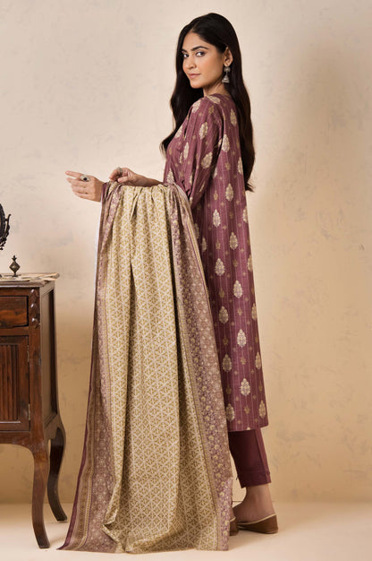 Stitched 3 Piece Embroidered Khaddar Suit