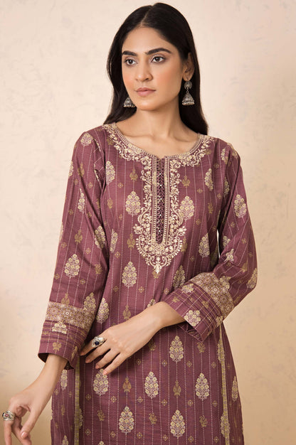 Stitched 3 Piece Embroidered Khaddar Suit