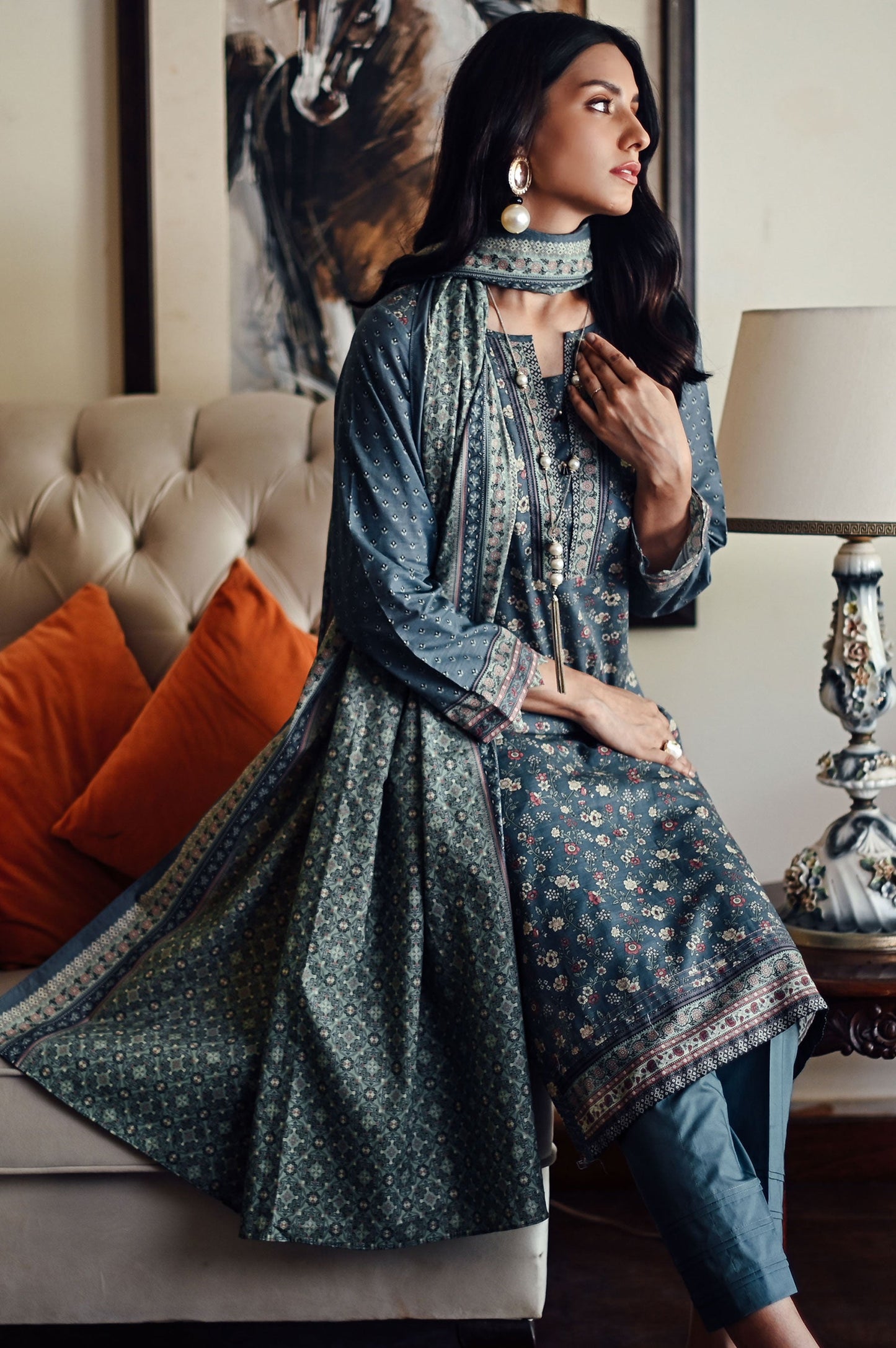 Stitched 3 Piece  Printed Khaddar Suit