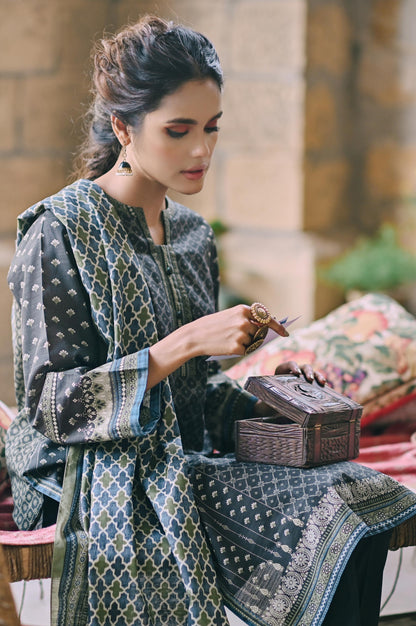 Stitched 3 Piece Printed Cottel Suit