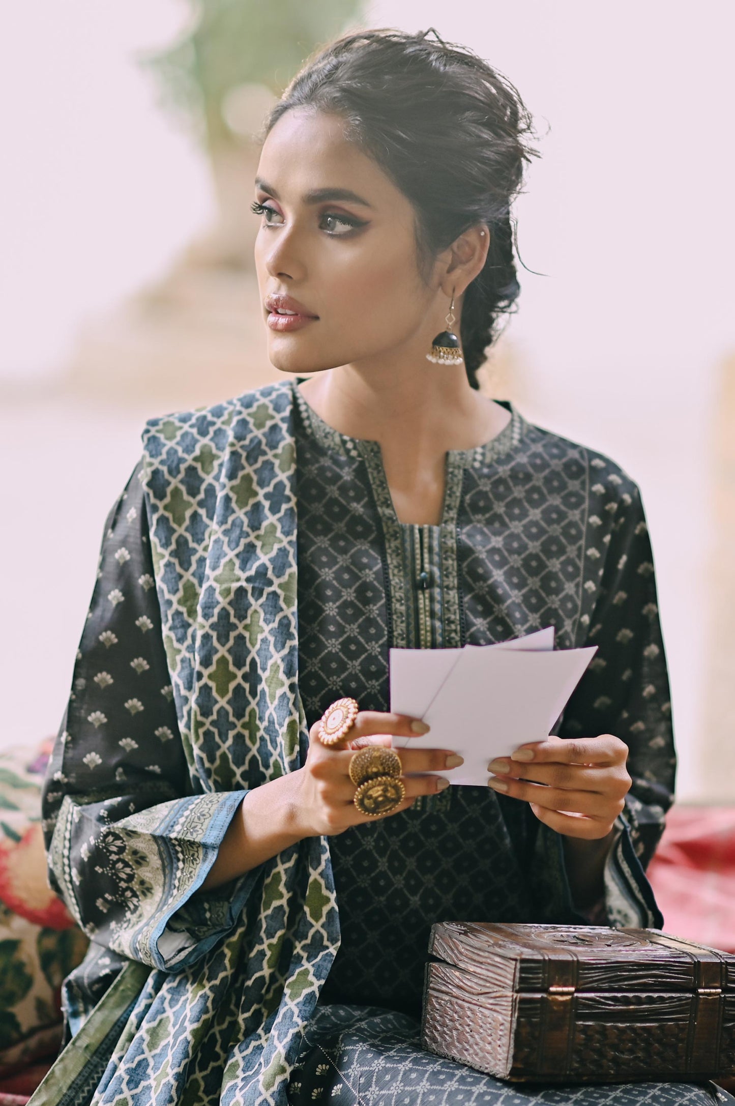 Stitched 3 Piece Printed Cottel Suit