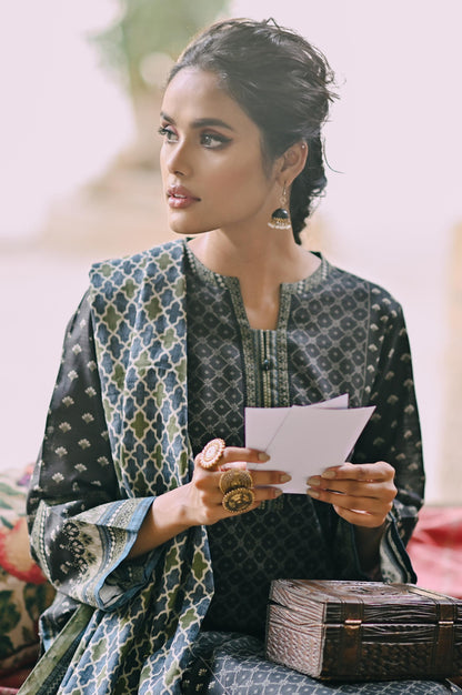 Stitched 3 Piece Printed Cottel Suit