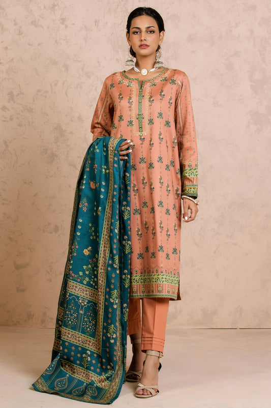 Unstitched 3 Piece Embroidered Cottel Suit