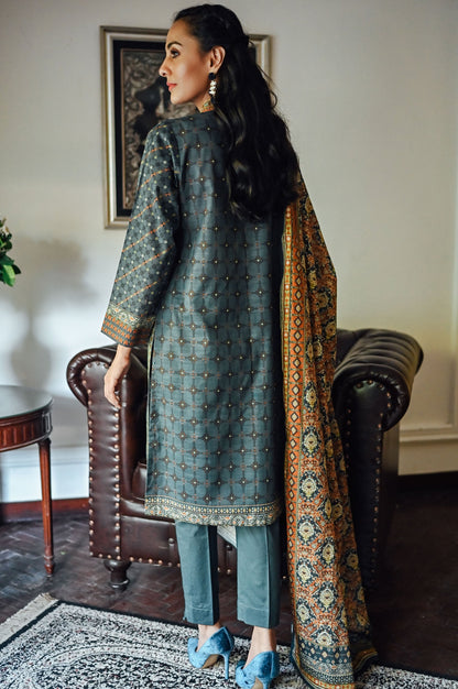 Stitched 3 Piece Printed Cottel Suit