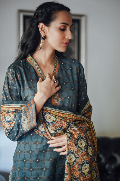 Stitched 3 Piece Printed Cottel Suit