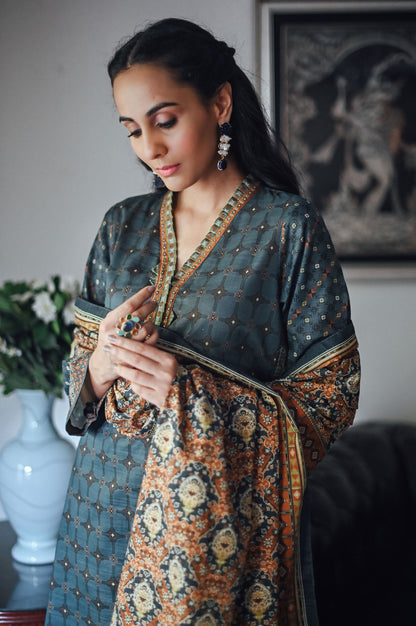 Stitched 3 Piece Printed Cottel Suit