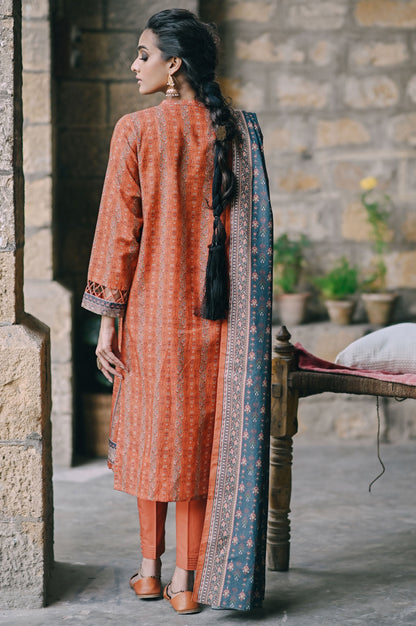 Stitched 3 Piece Printed Karandi Suit