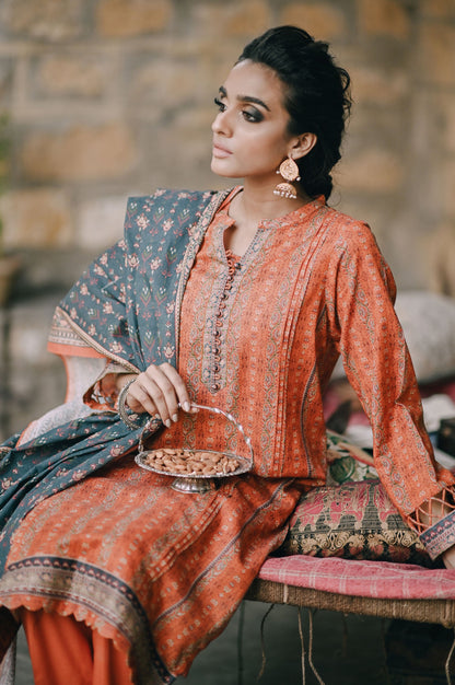 Stitched 3 Piece Printed Karandi Suit