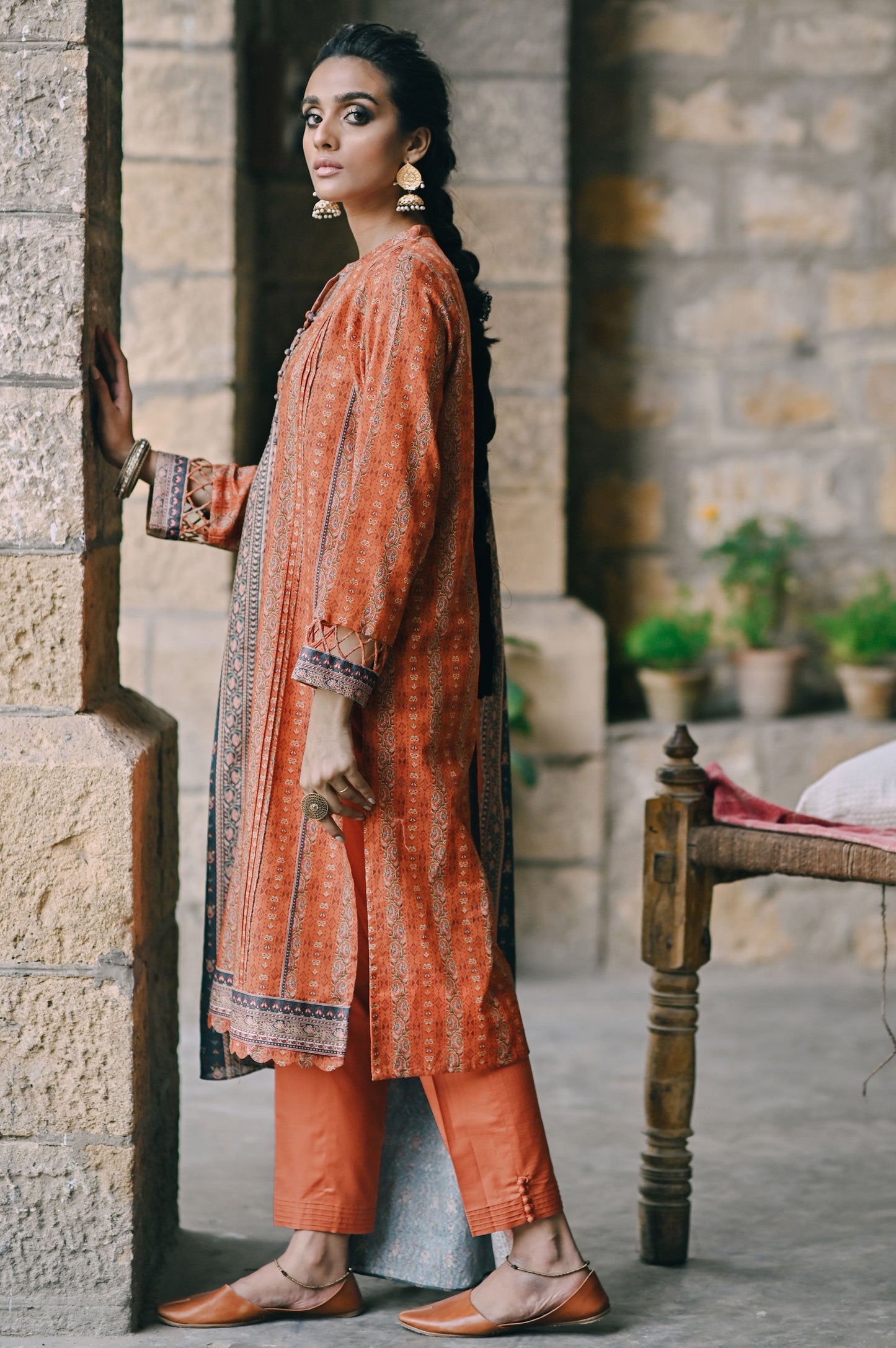 Stitched 3 Piece Printed Karandi Suit