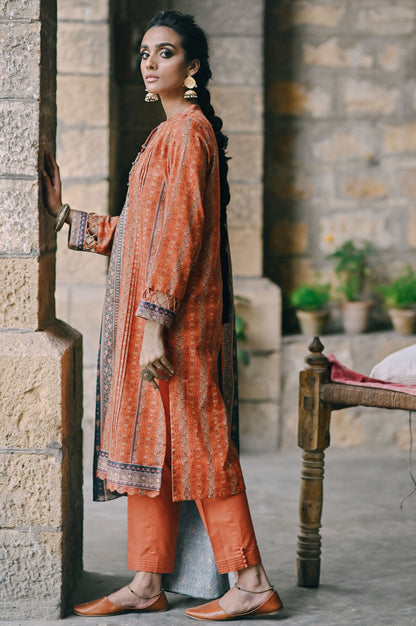 Stitched 3 Piece Printed Karandi Suit