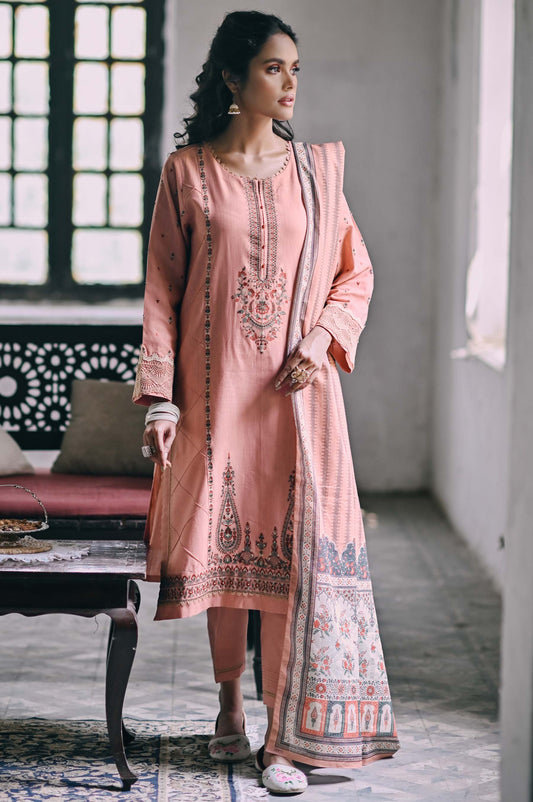 Unstitched 3 Piece Embroidered Karandi Suit