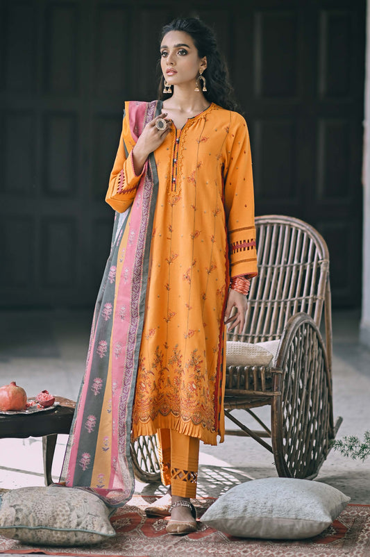 Unstitched 3 Piece Embroidered Karandi Suit