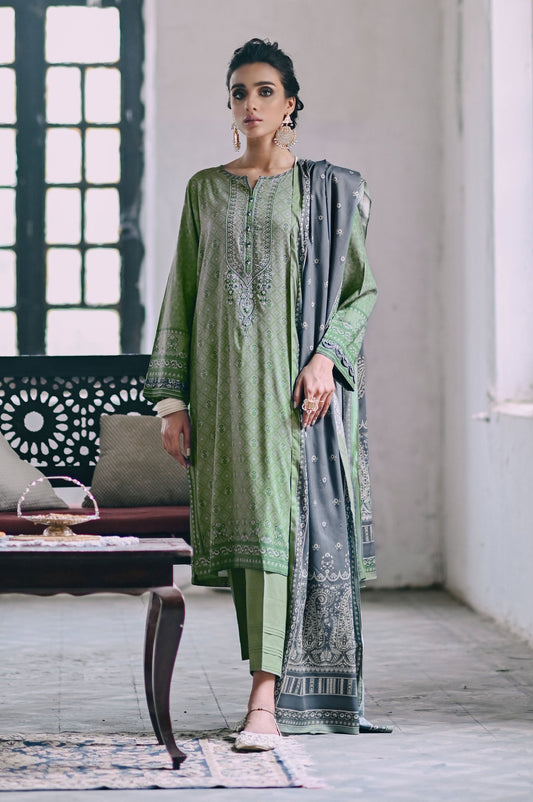 Stitched 3 Piece Embroidered Linen Viscose Suit