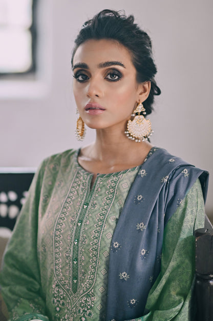 Stitched 3 Piece Embroidered Linen Viscose Suit