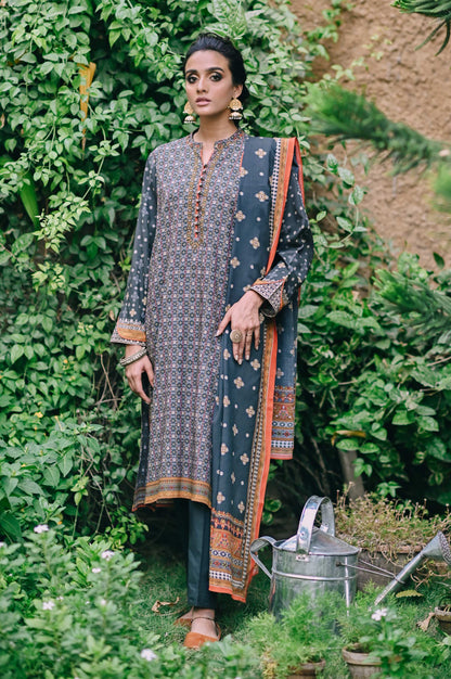 Stitched 3 Piece Printed Linen Viscose Suit