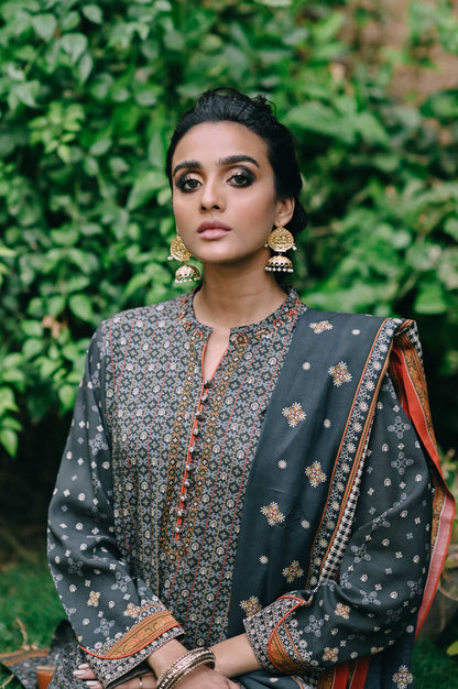 Stitched 3 Piece Printed Linen Viscose Suit