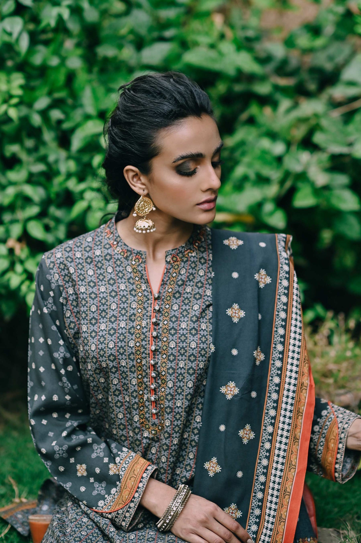 Stitched 3 Piece Printed Linen Viscose Suit