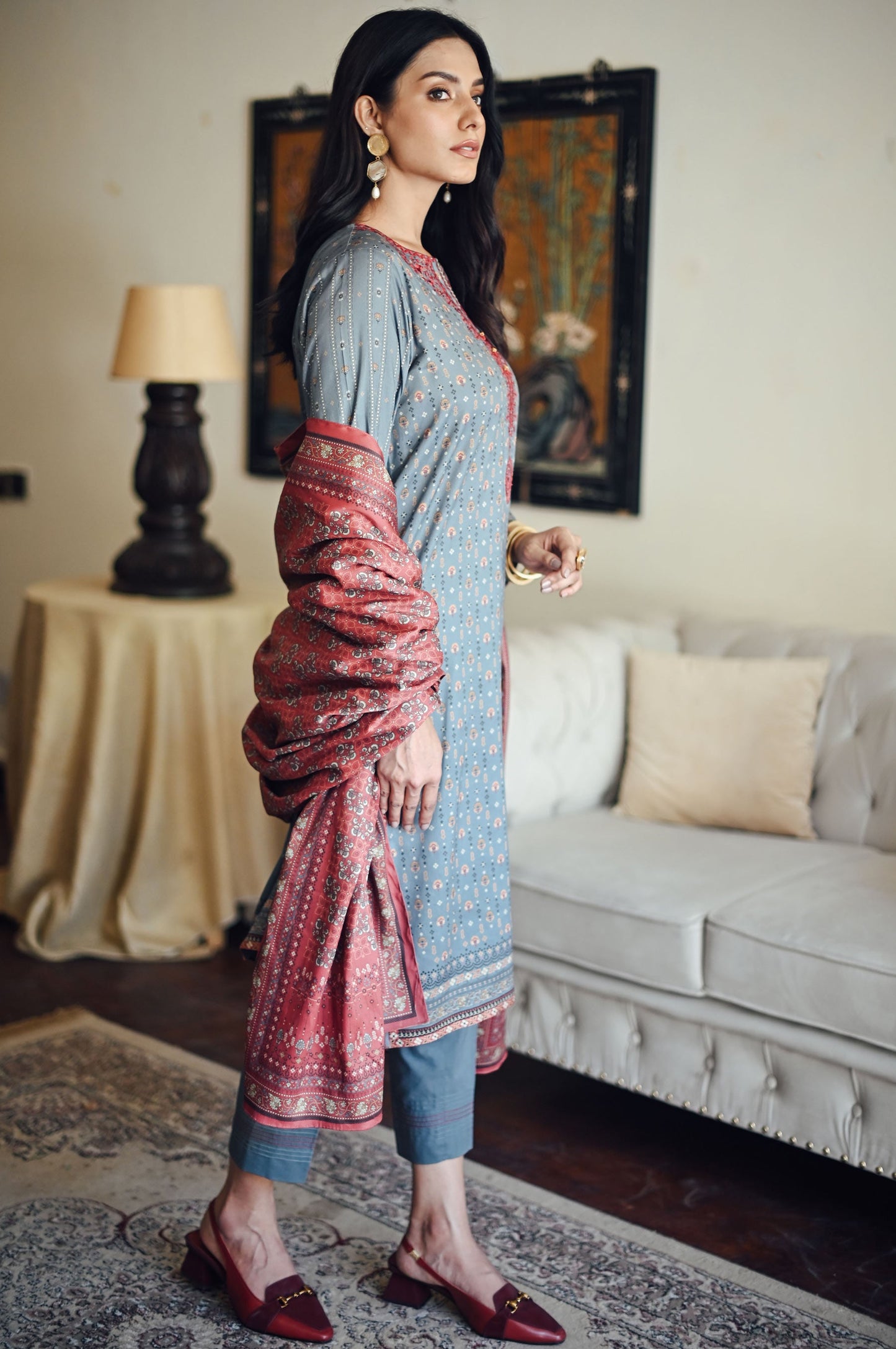 Stitched 3 Piece Embroidered Doria Linen Viscose Suit