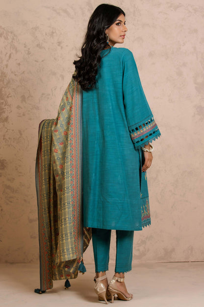 Stitched 3 Piece Embroidered Khaddar with  Jacquard Suit