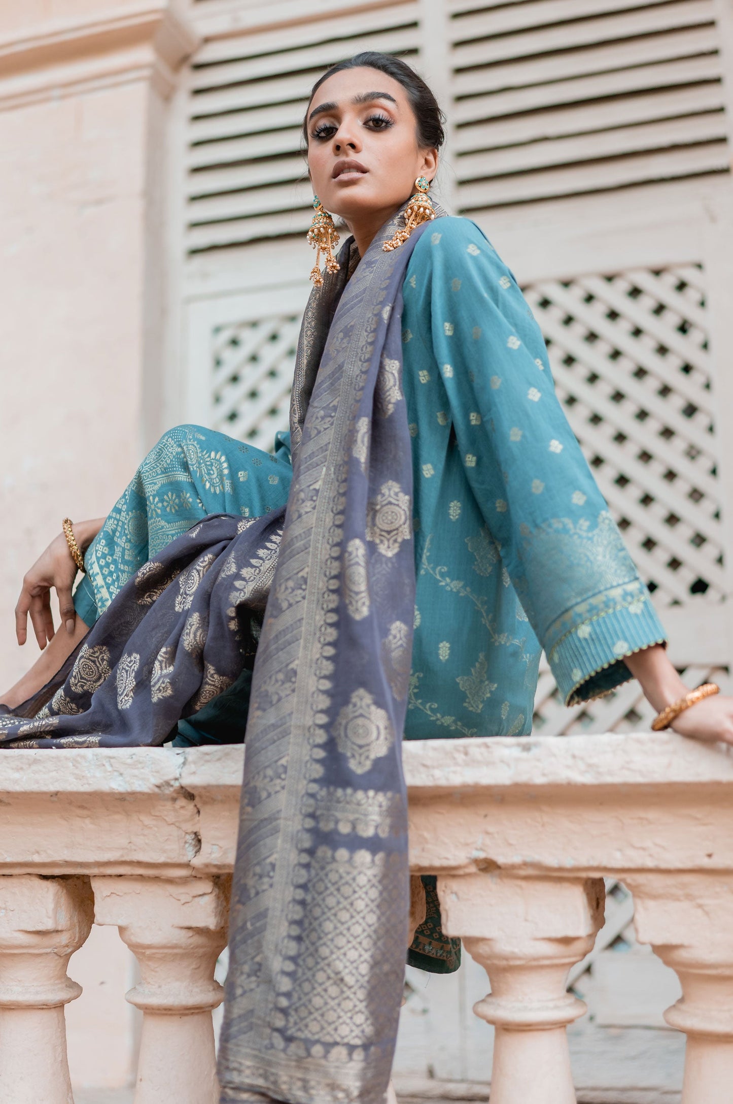 Stitched 3 Piece Jacquard Suit