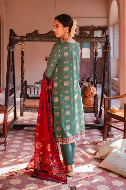 Stitched 3 Piece Jacquard Suit