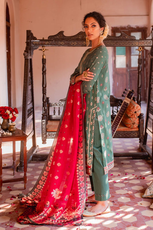 Stitched 3 Piece Jacquard Suit