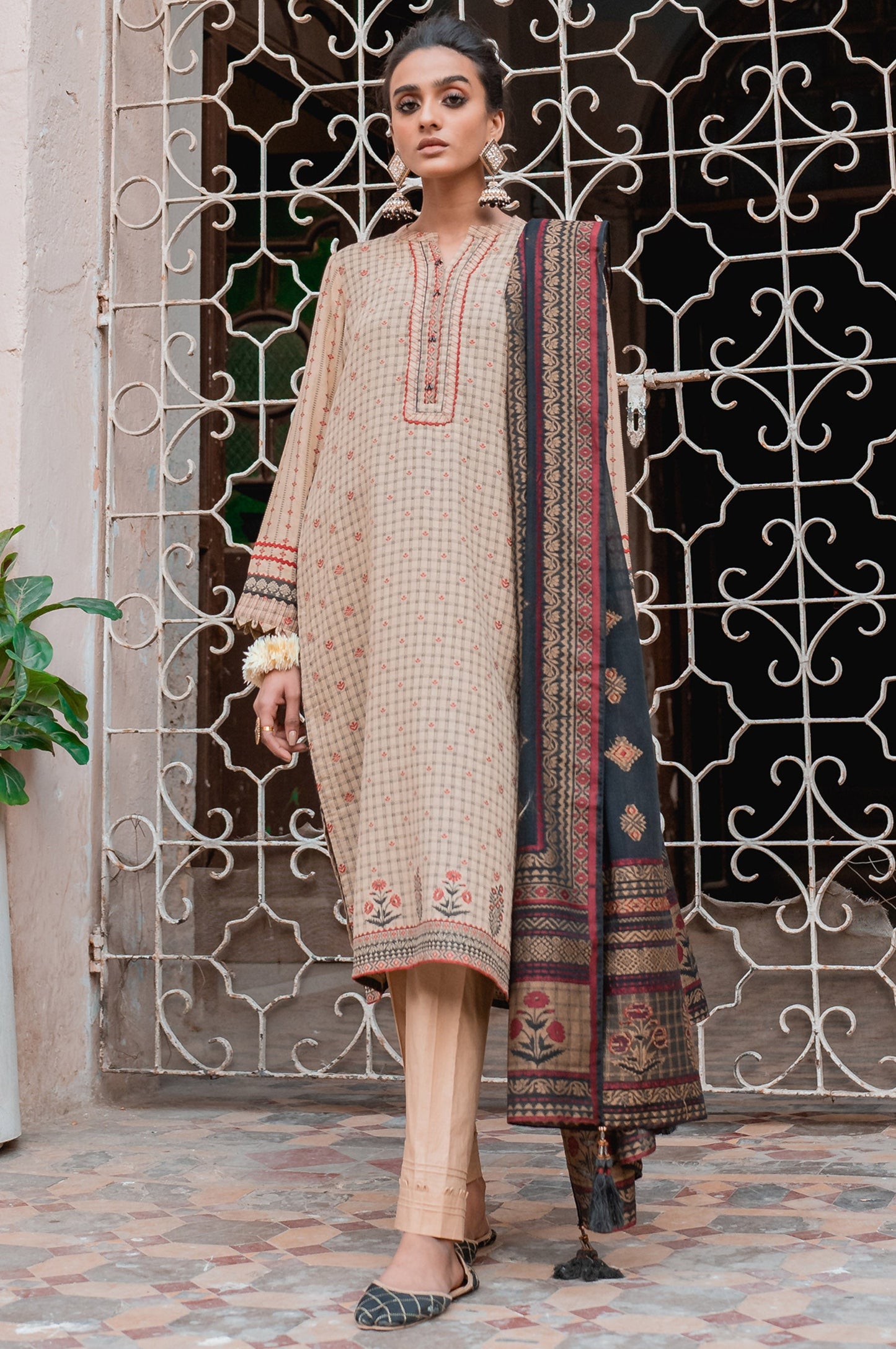 Unstitched 3 Piece Dyed Jacquard Suit