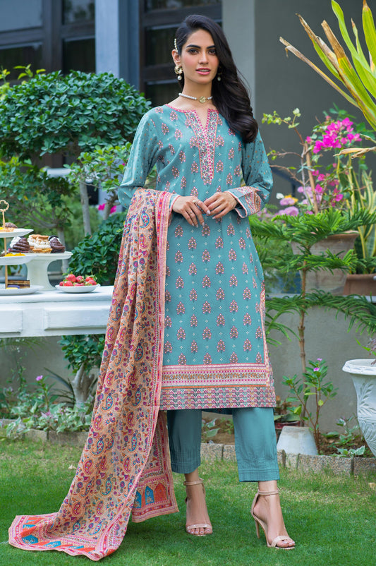 Unstitched 3 Piece Printed Lawn Suit