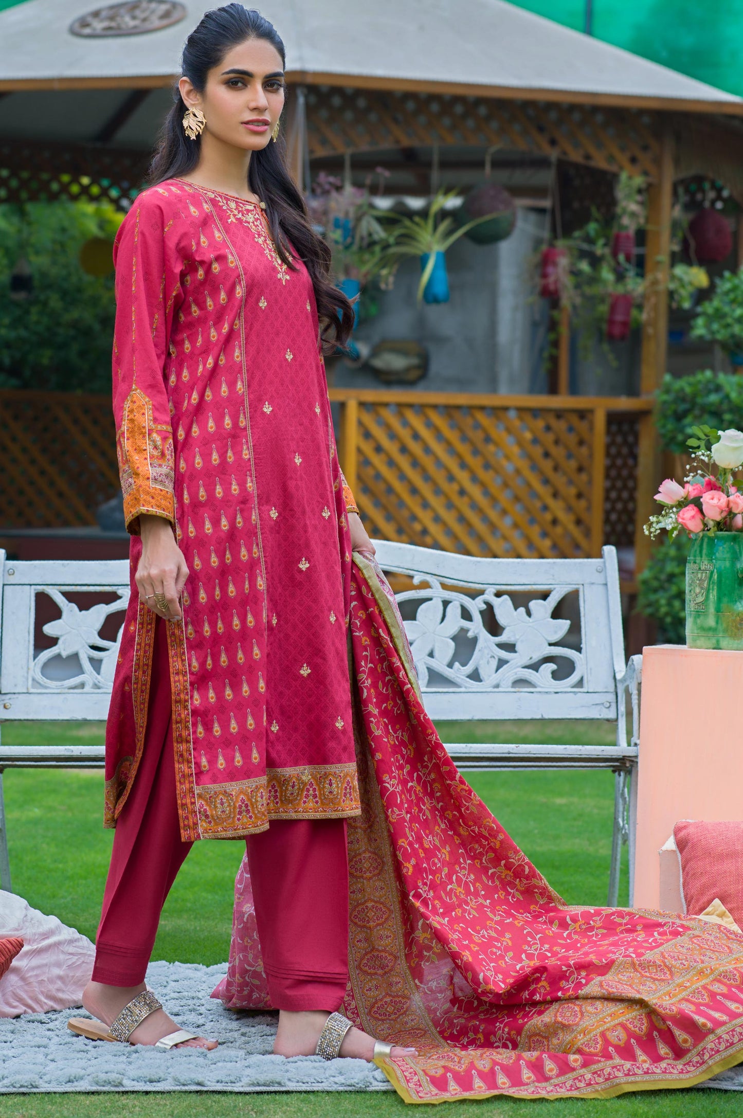 Stitched 3 Piece Embroidered Lawn Suit