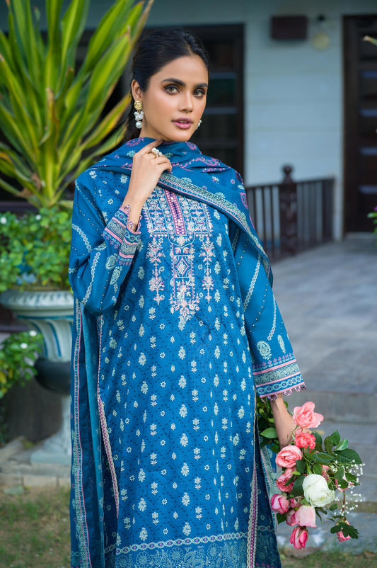 Stitched 3 Piece Embroidered Lawn Suit