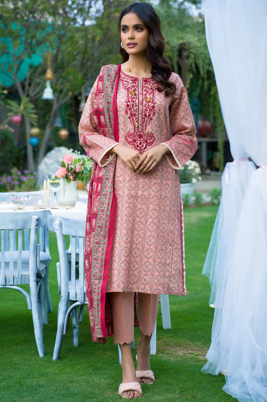 Stitched 3 Piece Embroidered Lawn Suit