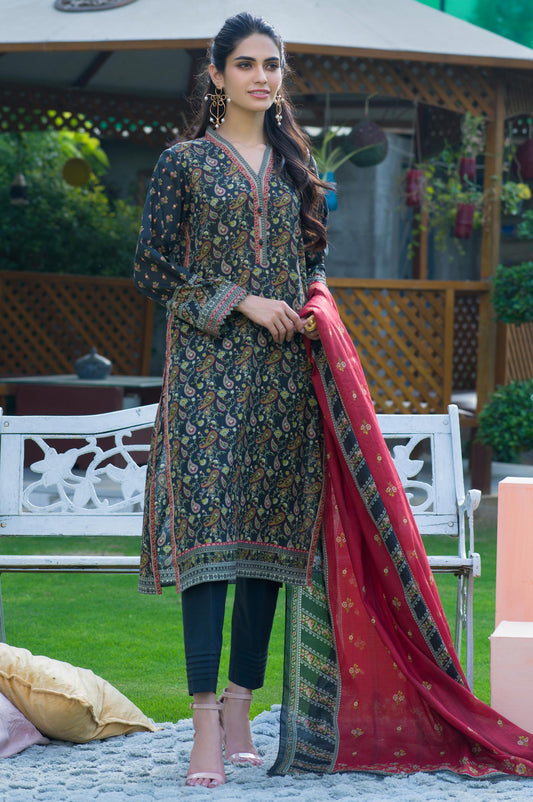 Unstitched 3 Piece Printed Lawn Suit