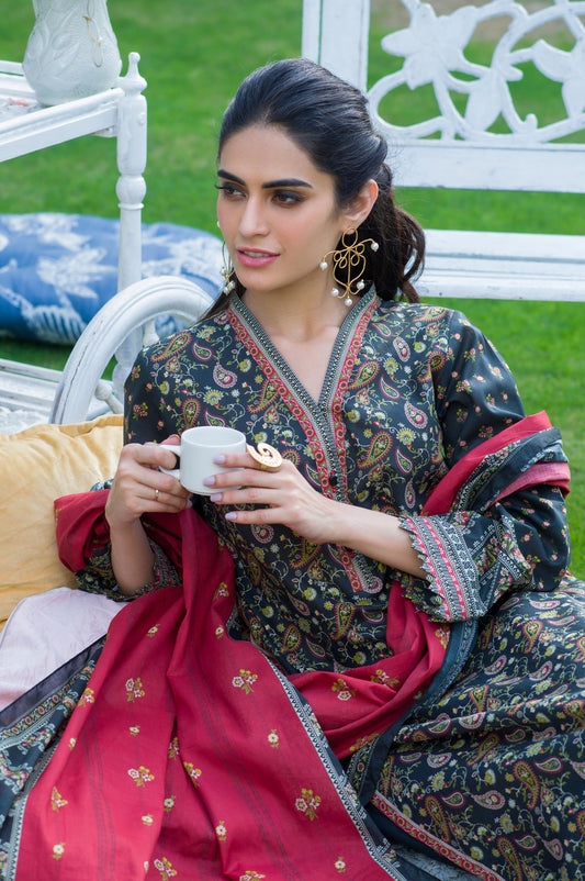 Stitched 3 Piece Printed Lawn Suit