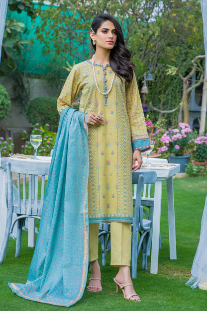Stitched 3 Piece Printed Lawn Suit