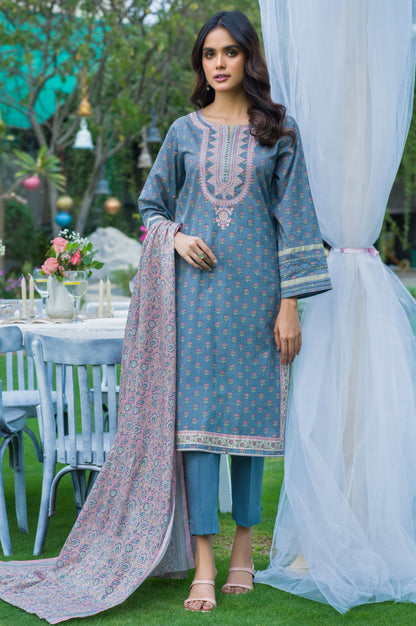 Stitched 3 Piece Embroidered Lawn Suit