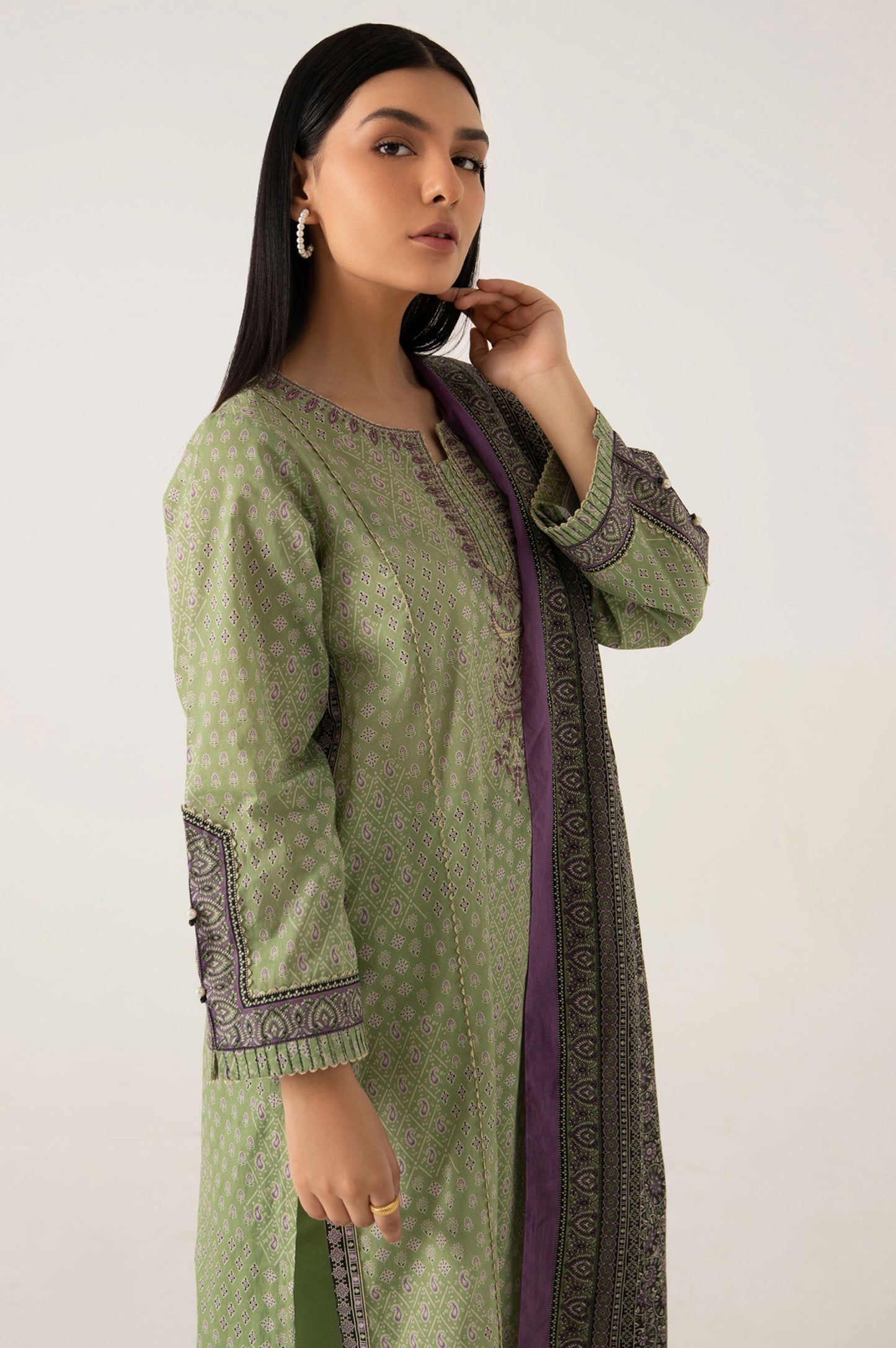 Stitched 3 Piece Embroidered Lawn Suit