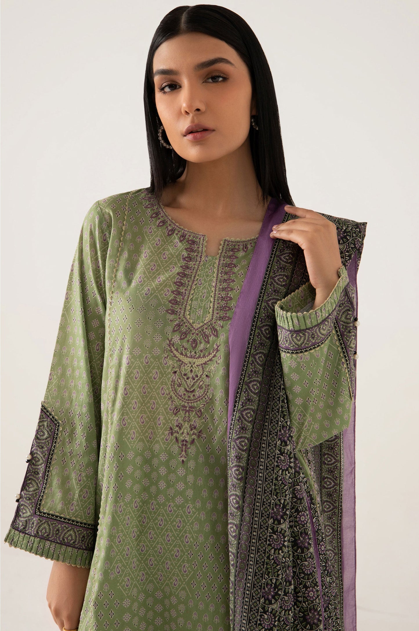 Stitched 3 Piece Embroidered Lawn Suit