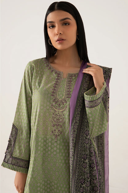 Stitched 3 Piece Embroidered Lawn Suit