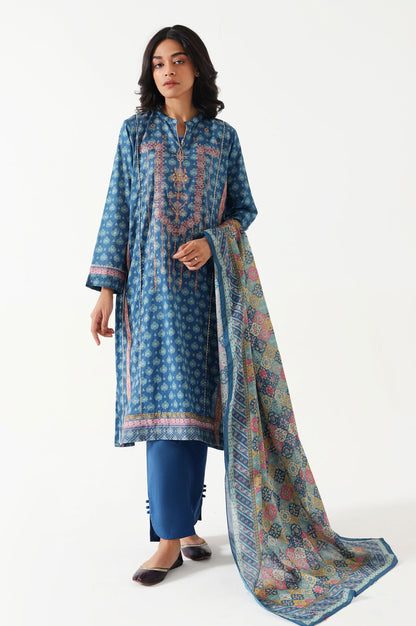 Stitched 3 Piece Embroidered Lawn Suit