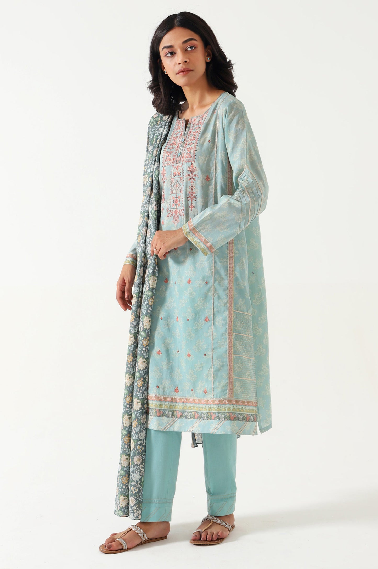Unstitched 3 Piece Embroidered Lawn Suit