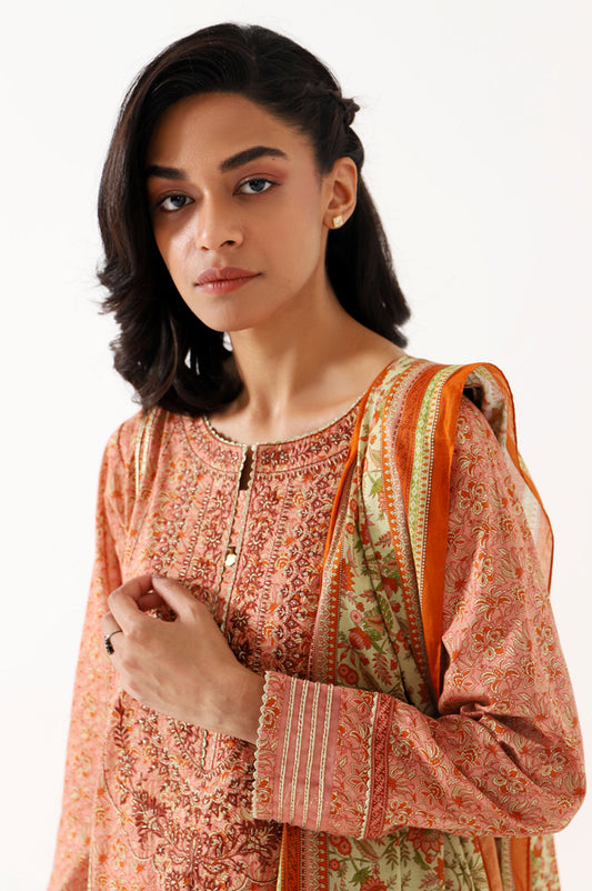 Stitched 3 Piece Embroidered Lawn Suit