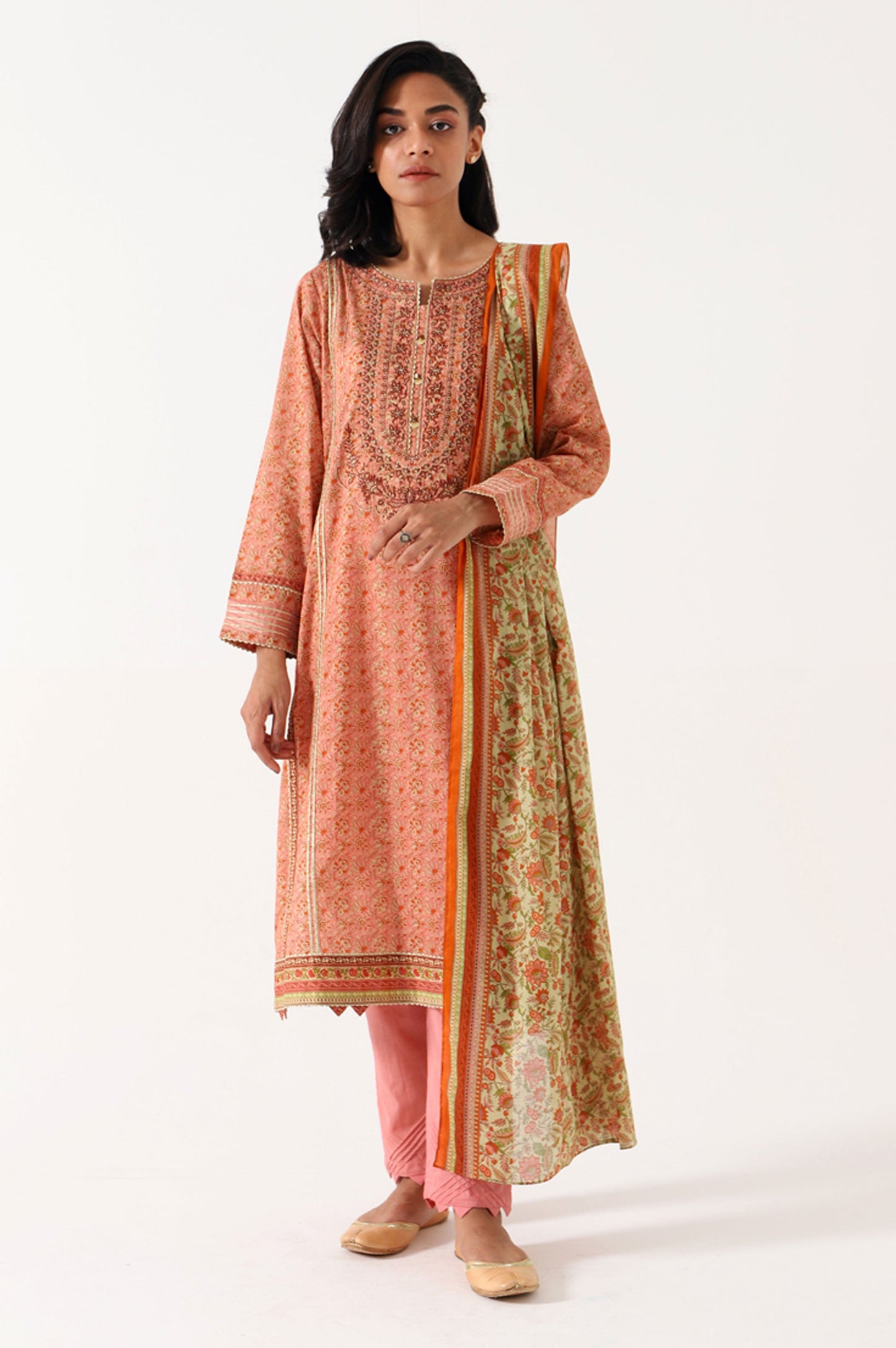 Stitched 3 Piece Embroidered Lawn Suit