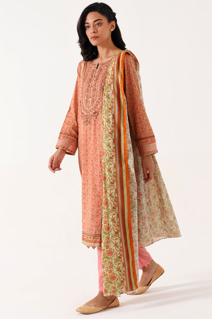 Stitched 3 Piece Embroidered Lawn Suit