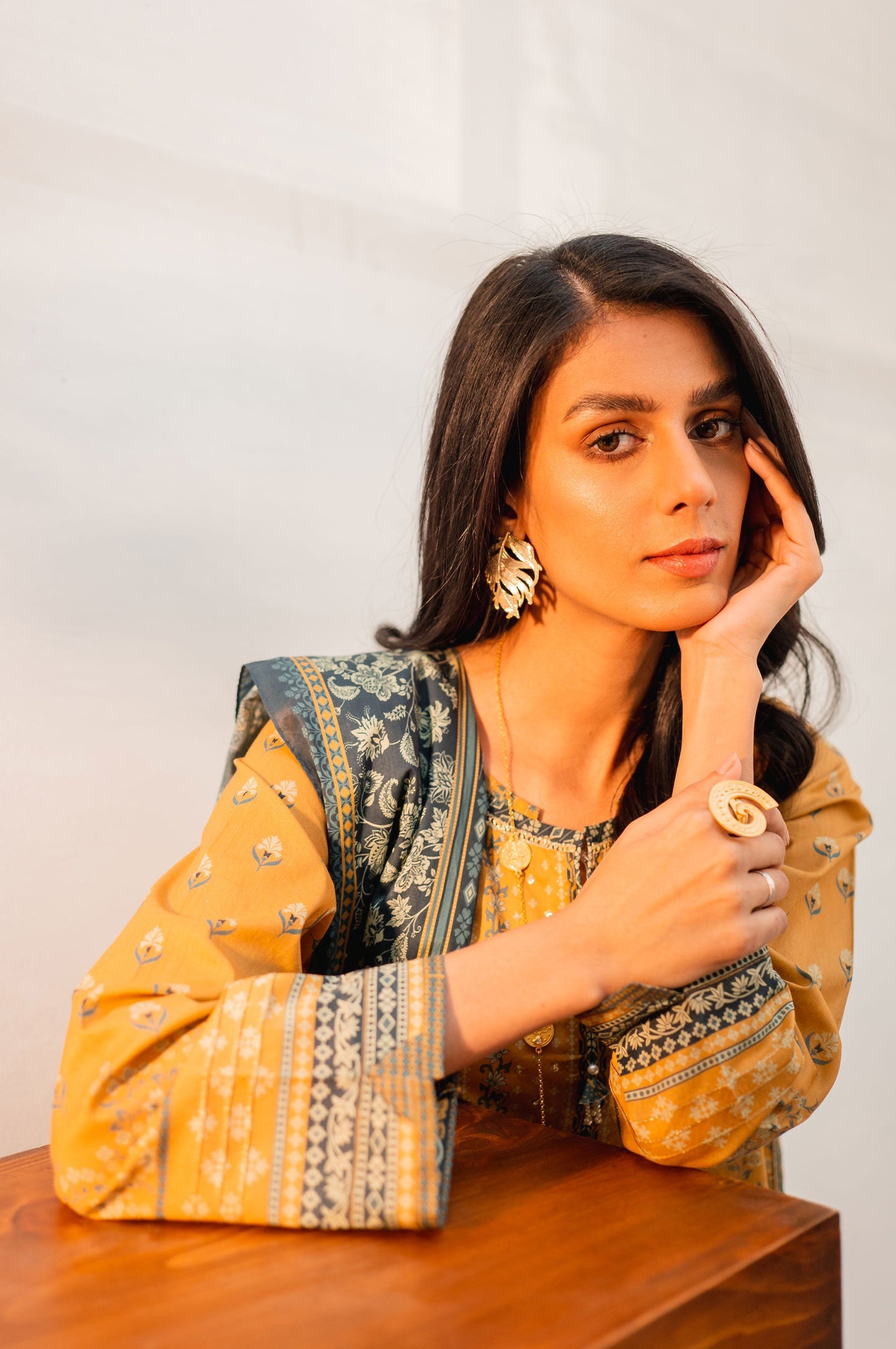 Stitched 3 Piece Printed Lawn with Cotton Net Suit