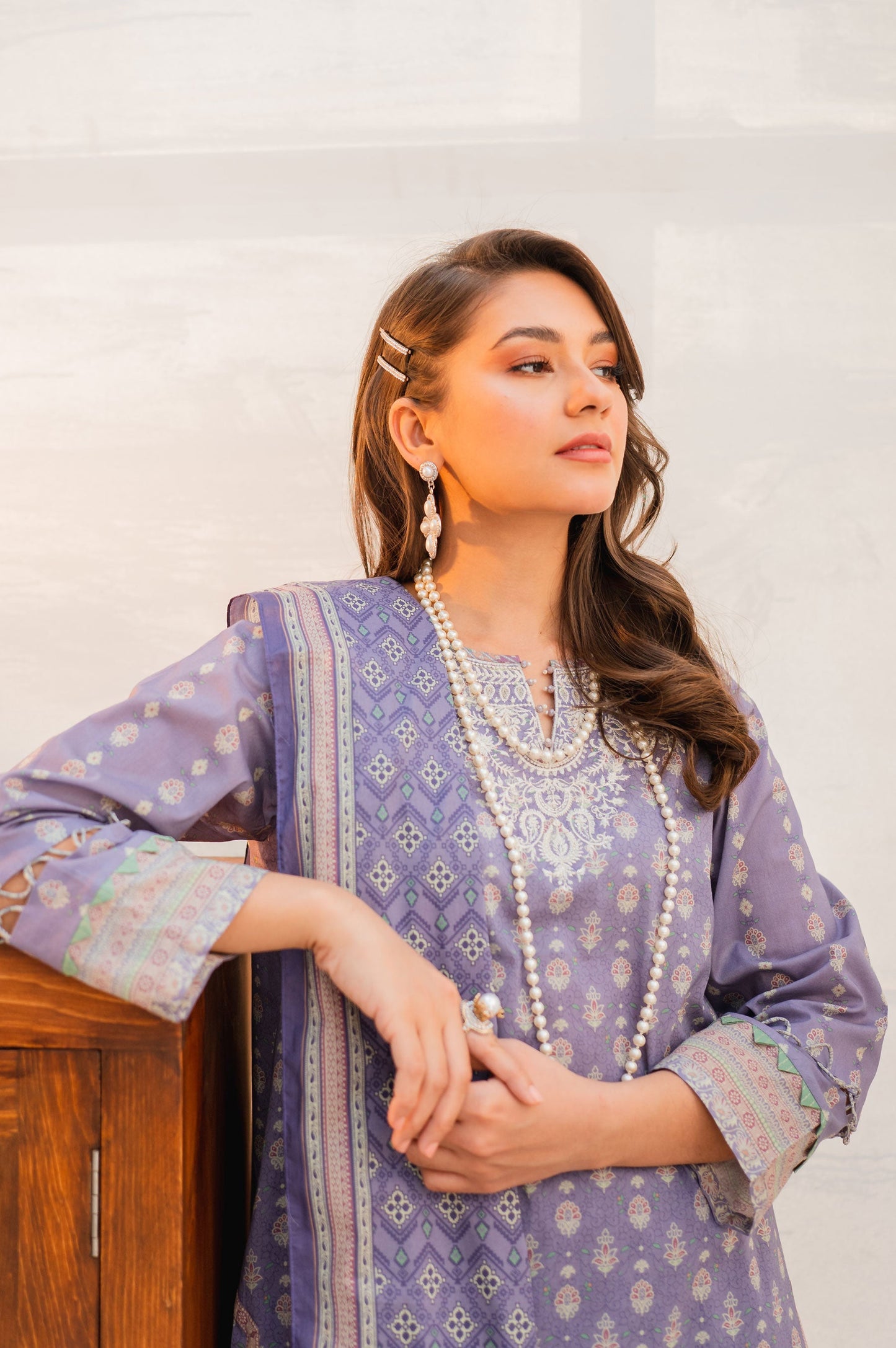 Stitched 3 Piece Embroidered Lawn with Cotton Net Suit