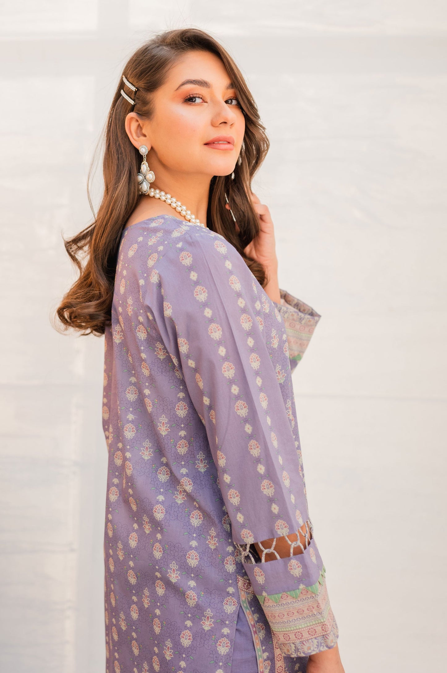 Stitched 3 Piece Embroidered Lawn with Cotton Net Suit