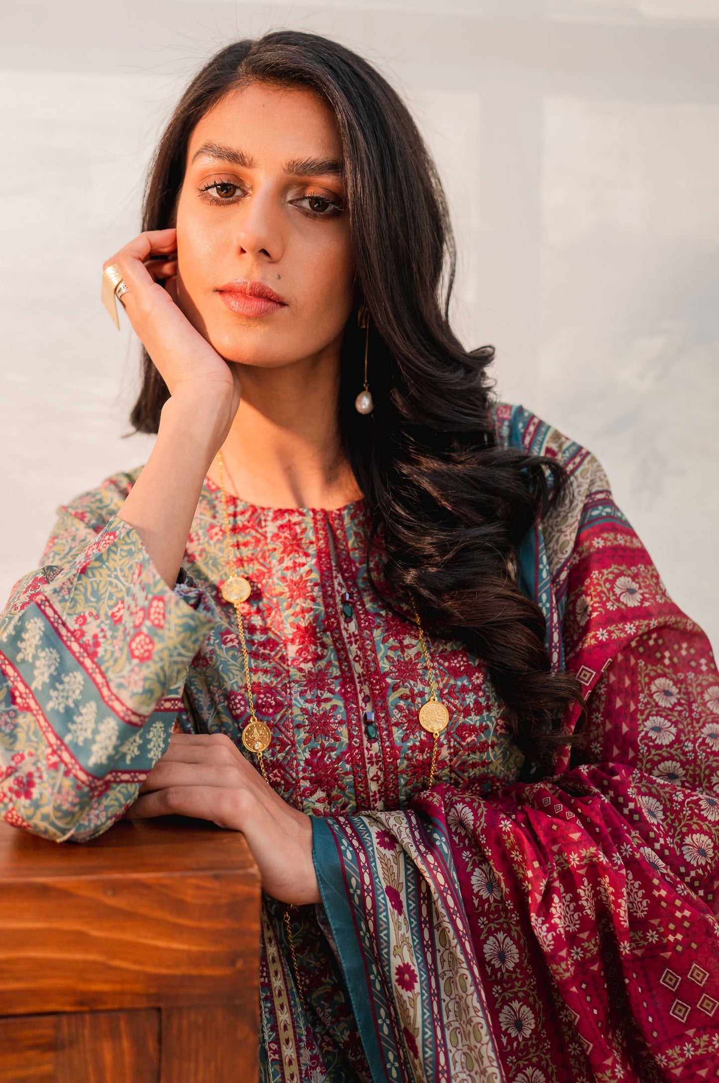 Stitched 3 Piece Embroidered Lawn with Cotton Net Suit