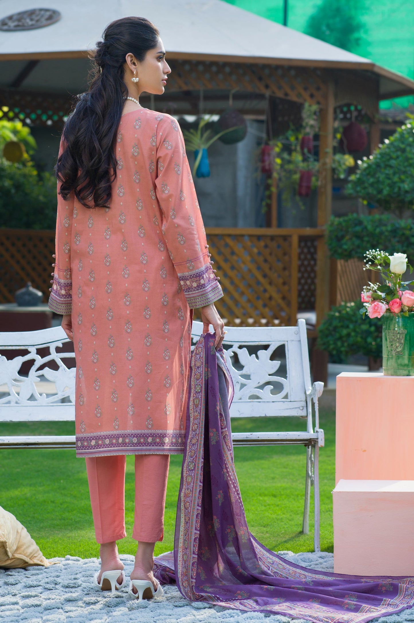 Stitched 3 Piece Embroidered Slub Lawn Suit