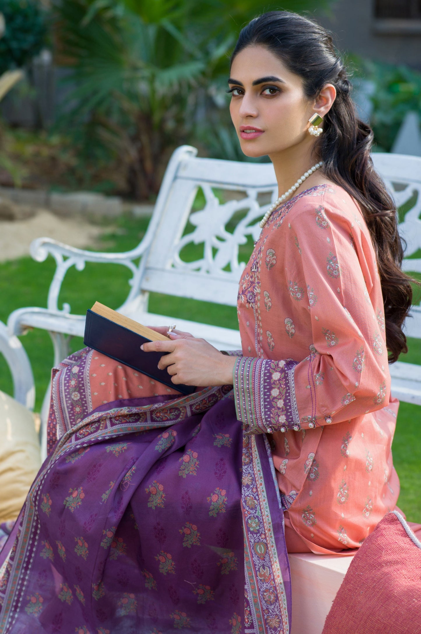 Stitched 3 Piece Embroidered Slub Lawn Suit