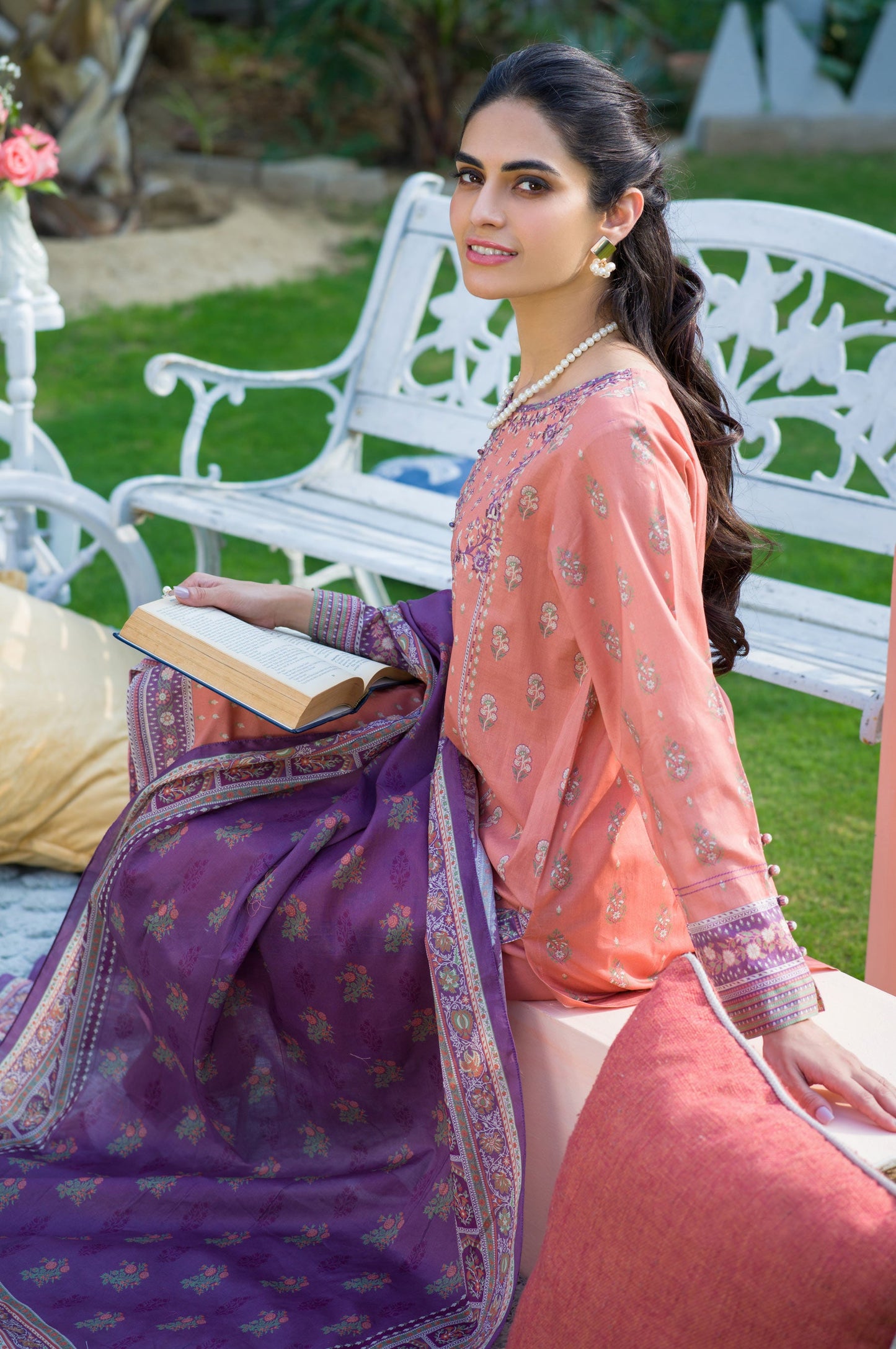 Stitched 3 Piece Embroidered Slub Lawn Suit